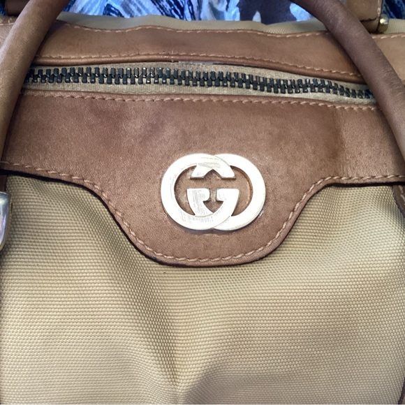 Gucci Boston Bag Canvas Tan Old Gucci 25 - Picture 2 of 12